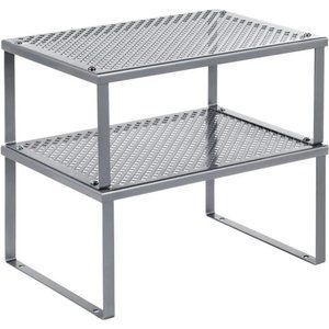 Cabinet Shelf Organizers, Stackable, Expandable, Set of 2 Metal Counter Shelves